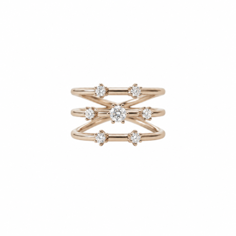 Anel Orb Bold com Diamantes em Ouro Champanhe 18K
