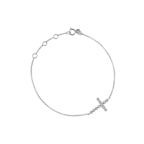 pulseira com cruz de diamantes em ouro branco