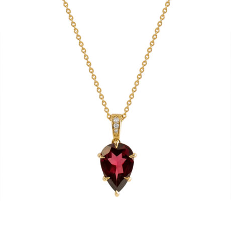 colar com pingente de rodolita com diamantes