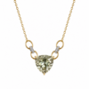 colar em ouro amarelo com detalhes em ouro branco e diamantes com prasiolita ao centro