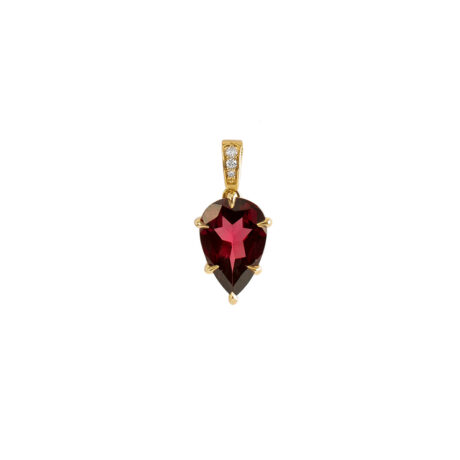 Pingente de Rodolita com Diamantes em Ouro Amarelo 18K